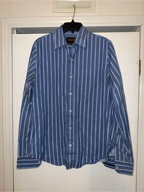 Vintage Ezra Fitch Abercrombie Men's Blue Multi-Stripe Dress Shirt